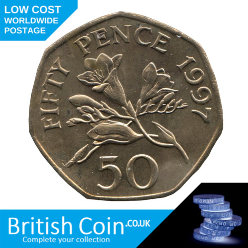 1997 guernsey floral 50p coin - 1997,