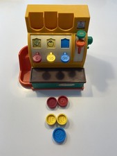 Vintage 1974 Fisher-Price Toys Quaker Oats, Working Cash Register Till, 5 Coins