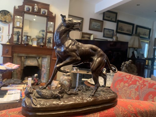 Signed chemin bronze greyhound - signed,