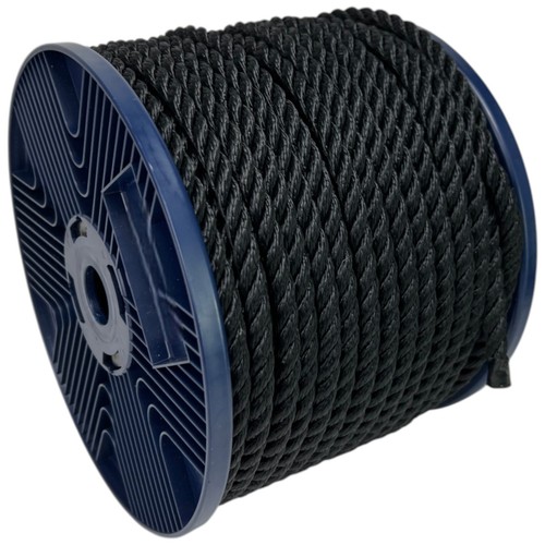 8mm black polyester - black, rope