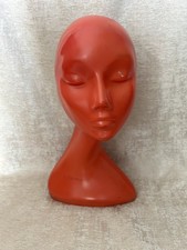 Vintage Swan Neck Plastic Mannequin Head Shop Display Advertising Red Orange