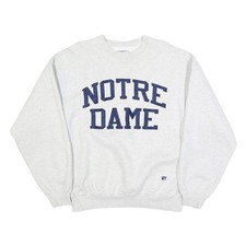RUSSELL ATHLETIC Mens White Notre Dame Crew Neck XL Cotton Blend Sweatshirt
