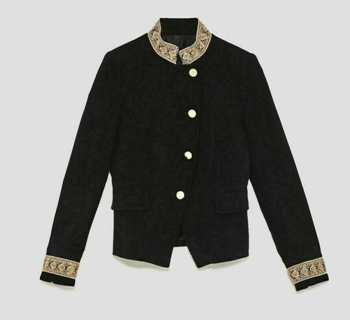 Zara black velvet military - velvet,