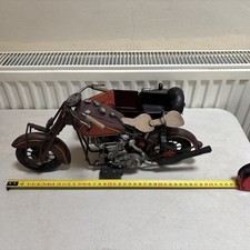 Vintage Metal Motorcycle Art Sculpture Figure side car 39x20 Sidecar Motorbike