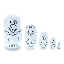 5 Unpainted Animals Wooden