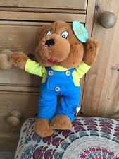 New Barney's Kids Club Brown Teddy Bear Blue Dungarees Plush Soft Toy 11"