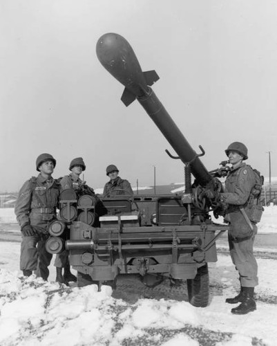 Army soldier operates davy - operates, a