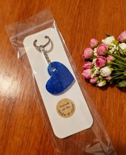 Blue Glitter Heart Keychain