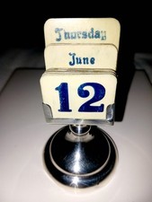 Sterling Silver Perpetual Desk Calendar with days dates and months.
