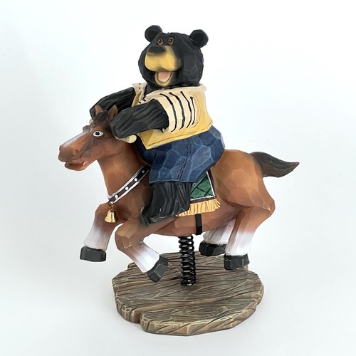 Black bear riding carousel - black,