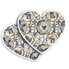 2x Heart Shape Vinyl Stickers