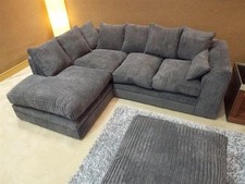NEW BEAUTIFUL SASHA FABRIC SOFA GREY JUMBO CORD CORNER SOFA UK DELIVERY