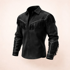 Men's Black Leather Fringe