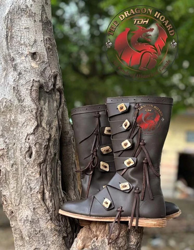 Medieval leather boots - leather,