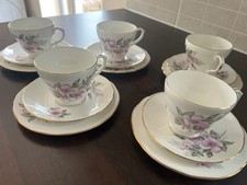 Gillian Duchess Bone China Tea Set for 5 (3-Piece) 1960s Cup, Saucer Side Plate 