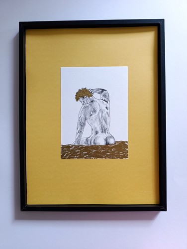 Original male nude art ink - original,