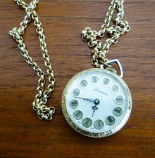 LUCERNE mechanical gold base metal pocket watch with chain