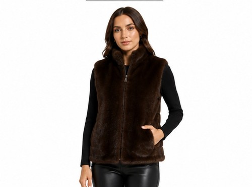 Women dark brown mink - dark, fur