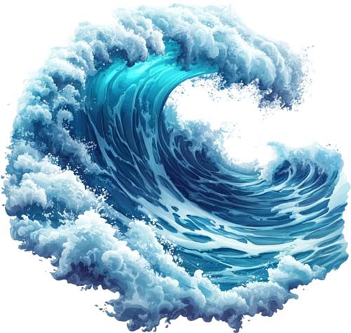 Colourful vintage ocean wave - colourful,