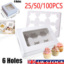 WHITE CAKE BOXES WITH LID 4,6,12 Holes Removable Tray for Wedding,Birthday Party