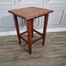 Antique Solid Oak Occasional Hall Side Table Shaped Top Scalloped Edge Wooden