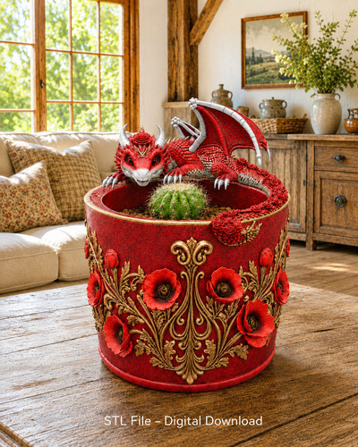 Crimson poppy dragon planter - crimson,