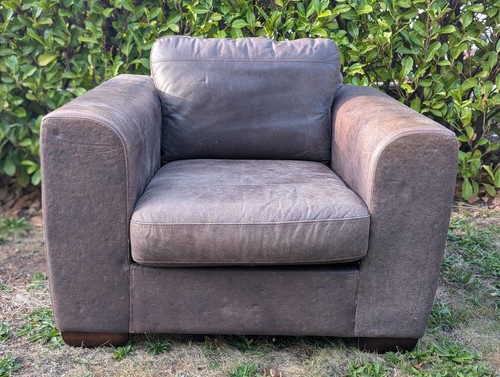 Brown leather armchair john - brown,