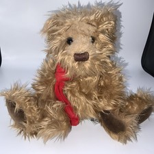 Vintage RUSS GREGORY Fluffy Teddy Bear Soft Plush Toy 10" Tall Bow Details 