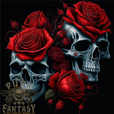 Two Skulls With Roses Gothic