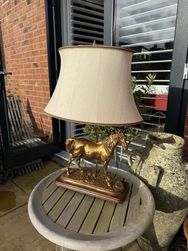 Vintage horse lamp gold - vintage,
