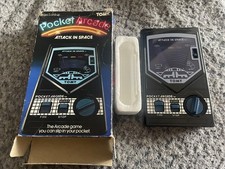 Vintage 1980’s Tomy pocket arcade attack in space table top wind up game BOXED