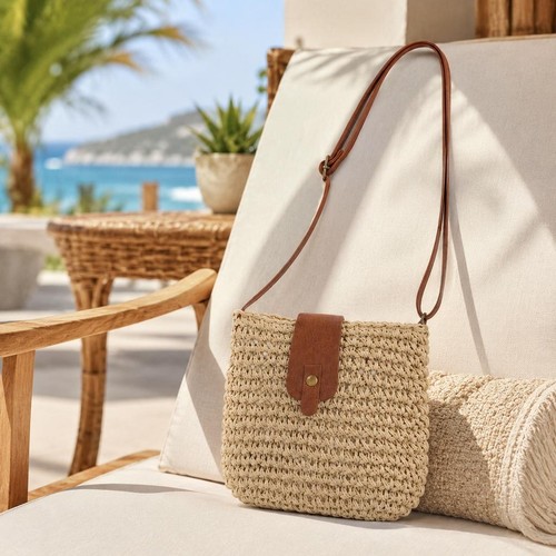 Straw beach bag - women, woven