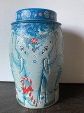 Williamson Christmas Blue Silver Elephant Tea Caddy - Empty