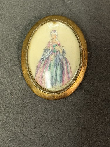 Vintage hand painted brooch - hand,
