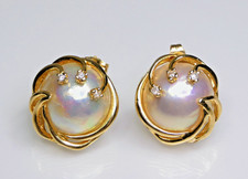 Mabe Pearl and Burst of Diamond Earrings