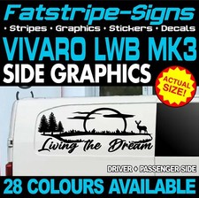 to fit VAUXHALL VIVARO MK3 LWB L2 LIVING THE DREAM GRAPHICS STICKERS CAMPER VAN
