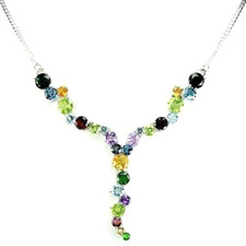 Silver Necklace Peridot Topaz