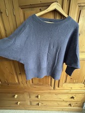 M&S Pure Cashmere Batwing Jumper Slate Blue Uk 20 In Excellent Condition