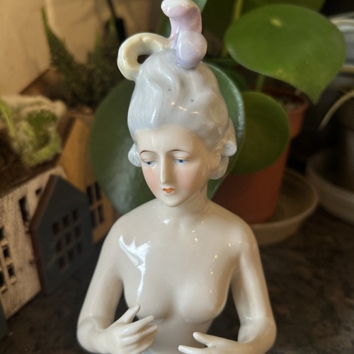 Antique porcelain pin - porcelain, cushion