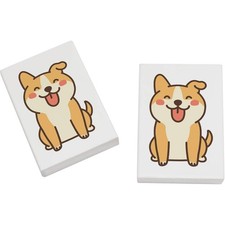 2 x 45mm 'Happy Dog' Erasers /