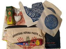 ORGANIC HENNA LARGE TATTOO KIT, 10 PAGE DESIGN BOOKLET,  natural, UK FREE POST B