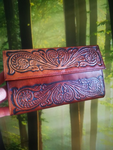 Vintage hand tooled leather - hand,