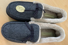 COOLERS PREMIER FABRIC SLIPPERS FLEECE LINED MOCCASIN TWEED SLIP ON 7/8 SAN12