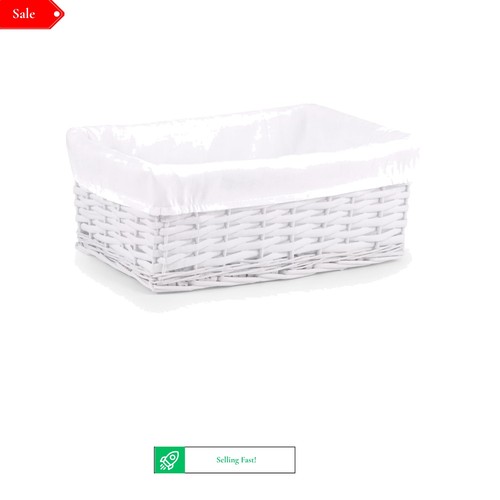 White wicker storage - basket,