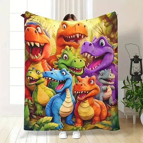 Cute smiling dinosaur flannel - dinosaur,