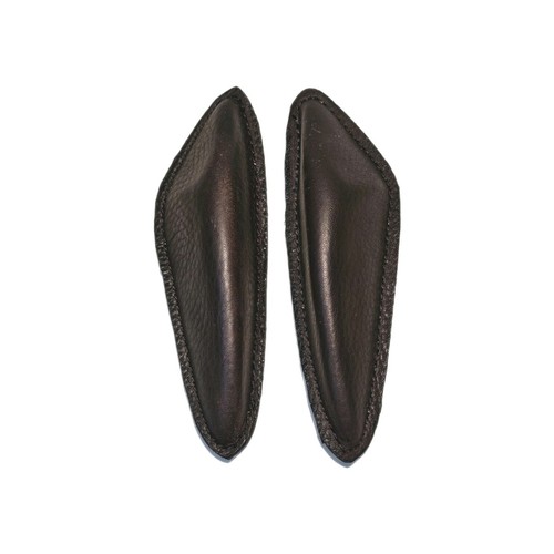 Brown leather knee thigh rolls - leather,