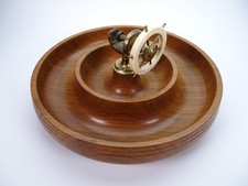Vintage Ships Wheel Nut Cracker With 2 Compartment Wooden Bowl