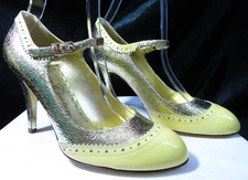 Juicy Couture Yellow and Gold Mary Jane Court shoes UK 5, US Size 8M