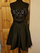 Stunning party dress Size M mini Black  Bandeau sequins beads NEW with tags