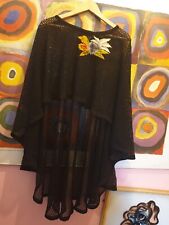 Embroidered Vintage Cape one size hi low stunning cover up festival Showstopper 